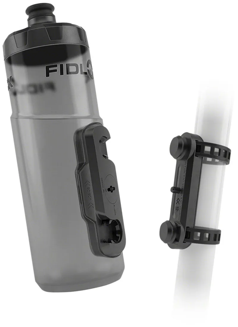 Fidlock TWIST Magnetic Water Bottle Cage Set with Universal Base Mount Strap-On 600ml in Smoke